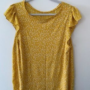 LOFT Plus Cherry Print Flutter Sleeve Shell 16 18
